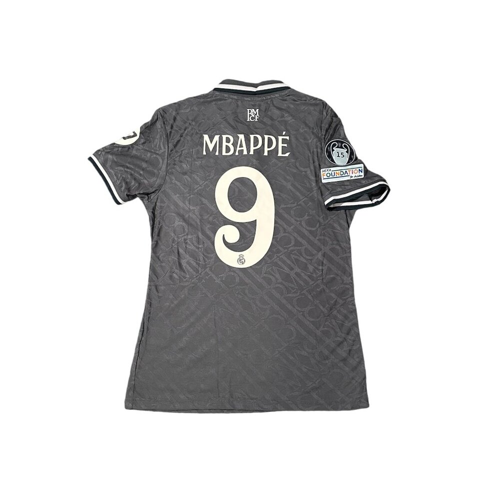 Real Madrid Kylian Mbappe #9 Soccer Jersey Gray Away 2004/25 Men Shirt Size Team